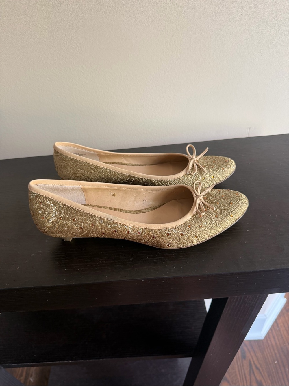 Nine West paisley-patterned ballet flats with rhinestone embellishments